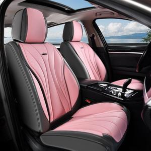 Coverado Front Seat Covers, Luxury Leather Seat Covers for Cars, Automotive Seat Cover, Car Seat Protector Waterproof, Premium Car Seat Covers Car Seat Cushions Universal Fit for Most Cars (Gray&Pink) Coverado Front Seat Covers, Luxury Leather Seat Covers for Cars, Automotive Seat Cover, Car Seat Protector Waterproof, Premium Car Seat Covers Car Seat Cushions Universal Fit for Most Cars (Gray&Pink)
