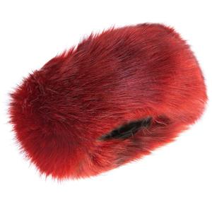 Faux Fur Headband for Women Elastic Fuzzy Thick Earmuffs Winter Headwrap Ear Muffs Furry Ear Warmers Cold Weather (Red)
