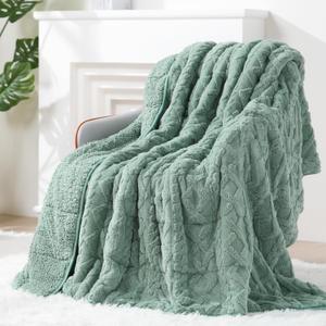 Super Fuzzy Soft Sherpa Fleece Weighted Blanket, 15 lbs Dual Sided Fluffy Heavy Weighted Blankets for Adults - No Bunching with Double Layers of Soft Inner Lining (60"x 80", 15 Pounds) (Sage Green)