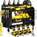 Wide Power Tool Organizer Wall Mount with Charging Station,3 Layer Adjustable Heavy Duty Tool Storage Rack with 8 Outlet Power Strip for Drill,Cordless Tools,Suitable Utility Rack for Garage,Black