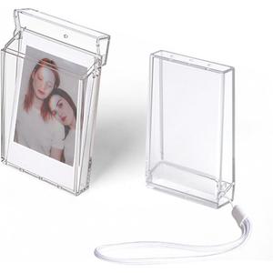 Orga'Neat Picture Holder Storage Case for Fujifilm Instax Mini 12/11/90/40/9/8/7/7+/EVO, Instant Camera Film Accessories 3 inch Photo Pouch, Travel Photo Holder Protective Case w/Wrist Lanyard -2 Set (Transparent)