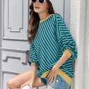 UEU Womens Diagonal stripes Sweatshirt Oversized Pullover Long Sleeve Top (XXL)