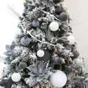 Sea Team 16-Pack Flocked Velvet Cloth Christmas Tree Ball Ornaments Set, Hanging Velour Baubles, Shatterproof Plastic Decorations for Xmas Tree, Wreath, Garland, 80mm/3.15 Inches, Gray (Grey)