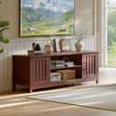 ChooChoo 54" Farmhouse TV Stand for TVs up to 65 inches, Entertainment Center with Storage Cabinets, Open Shelves and Fluted Door, TV Console Table for Living Room, Bedroom, Walnut, 15.35"D x 53.94"W x 19.69"H