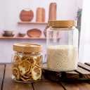 900ML/30Oz Clear Cute Glass Storage Canister Holder with Airtight Bamboo Lid, Modern Decorative Medium Container Jar for Coffee, Spice, Candy, Salt, Cookie, Condiment, Pepper, Sugar