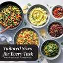 COOK WITH COLOR Mixing Bowls with TPR Lids - 12 Piece Plastic Nesting Set includes 6 Prep and Lids, Microwave Safe Bowl (Black Ombre)