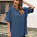 Womens Oversized T Shirts Cotton Loose Fit Short Sleeve Tee Crewneck Workout Summer Tops Fashion Clothes 2025 (M)