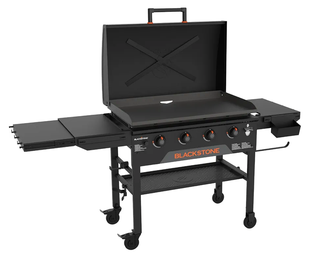Blackstone 2322 Original 36" Griddle with X-Braced Hood and Omnivore Griddle Plate, Powder Coated Steel, Black