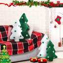 Bencailor 4 Pcs Christmas Tree Pillows Plush Christmas Throw Pillow 3D Green White Xmas Tree Seating Cushions for Xmas Party Gifts Home Office Couch Sofa Decorations