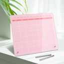 Calendar Dry Erase Board,12"X10",Acrylic Desk Calendar with Stand,Pink Dry Erase Board for Home Office School