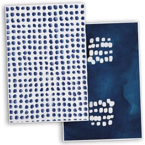 TNUW Boho Abstract Blue Polka Dot Kitchen Towels 16x24In Set of 2, Polka Dot Dish Towels, Deep Blue and White Decorative Hand Towels, Modern Navy Blue Hand Towels for Kitchen Bathroom Decor