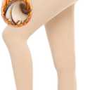 RISSCAN Fleece Lined Tights for Women Warm Control Top Pantyhose High Waist Thermal leggings Stirrup Footed Tights (L)