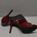 Elisabet Tang Woman's Round Open Toe Ankle Strap Heeled Platform Sandals Stiletto High Heel Sandal Dressy Sexy Wedding Party Shoes (7, Wine Red Patent)