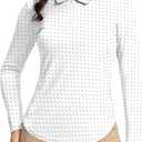 Women's Golf Shirts Lightweight UPF 50+ Long Sleeve Shirts UV Protection Quick Dry Cool Polo Shirts for Women Work Outdoor (Black Dot)