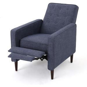 Christopher Knight Home Mervynn Mid-Century Modern Fabric Recliner, Dark Blue