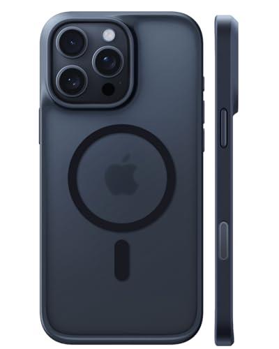 TORRAS Ultra Magnetic for iPhone 15 Pro Case, [3X Military-Grade Drop Tested] [Compatible with MagSafe], Shockproof Translucent Durable Slim Protective Anti-Scratch Anti-Fingerprint, Black