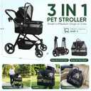 Foldable Dog Stroller, 3 in 1 Pet Stroller for Small Medium Dog Cat up to 50lbs, Detachble Portable Pet Bag, Storage Basket and One-Button Folding Frame