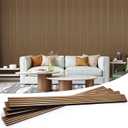 Wood Slat Wall Panels 4 Pack 94.5" x 7.9", Acoustic Wooden Panel for Wall, Soundproof 3D Fluted Panels for Interior Wall Decor, Living Room, Bedroom - Teak (Cover Approx.21 sq.ft)