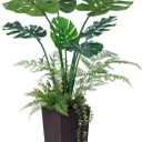 Artificial Monstera Deliciosa Plant 4FT - Large Fake Tree with Brown Pot, Faux Monstera for Indoor & Outdoor Decor, Tall Artificial Plants for Living Room, Balcony, Home Decor,VN150 (Green)