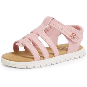 Toddler Girl Sandals Little Kids Summer Dress Shoes Open Toe Flats Princess Sandals for School Beach Party (Pink) , 6.8 in