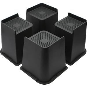MYMULIKE Bed Risers 6 inch, Oversized Furniture Risers, Heavy-Duty Support Up to 6000 Lbs, Lift 6 inch for Couch, Sofa, Table,Chair (Black 4 Pack, 6 inch)