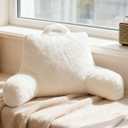 NOONTIDE Reading Pillow for Sitting up in Bed and Couch,Large Back Pillow for Adult & Teens with Soft Adjustable Neck Roll Backrest Pillow,Washable Cover,Watching TV/Gaming/Relaxing(FurryWhite)