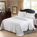 Bedding Set Bedspread White 90 x 96 in and 2 Pillowcases White 20 x 26 in 3 pcs