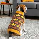 LyssKMK Thanksgiving Day Dog Sweater Yellow Brown Maple Pattern Pet Knitwear Clothes Fall Themed Costume Cold Weather Outfits for Small Middle Large Dogs XXL