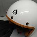 TRIANGLE 3/4 Motorcycle Helmet,Retro Open Face Adults Helmets with Visor,Half Face Moped Helmet for Men & Women,DOT Approved Helmets for Cruiser Scooter, Glossy White, Medium