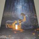 2 x OTOSTAR Jesus and Lamb Canvas Wall Art Jesus Running After Lost Lamb Wall Art Canvas Prints for Prayer Room Baptism Serenity Prayer Church Decor - 12 x 16 Inch