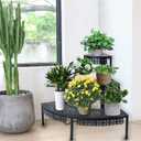 3 Tier Plant Stand Semi-Circular Flower Pot Organizer Rack Quarter Round Plant Display Holder Outdoor Storage Shelves Metal Corner Shelf Planter Shelving Ladder Plant Stand for Indoor Use(Black)