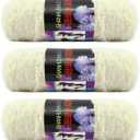 Super Soft Eyelash Yarn, 3 Packs of 100 g/3.6 oz - Acrylic Blends Yarn - 110 yards/100 m- Knitting/Crochet/Knitting Machine Yarn, Eyelash Plush Yarn for DIY Knitting and Crocheting Hat, Scarf, Purse (White)