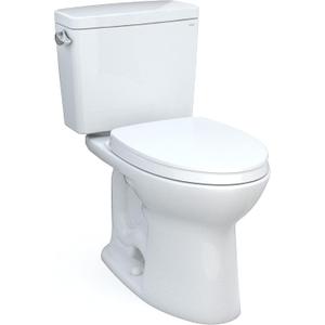 TOTO Drake Two-Piece Elongated 1.28 GPF Universal Height TORNADO FLUSH Toilet with CEFIONTECT and SoftClose Seat, WASHLET+ Ready, Cotton White - MS776124CEFG#01