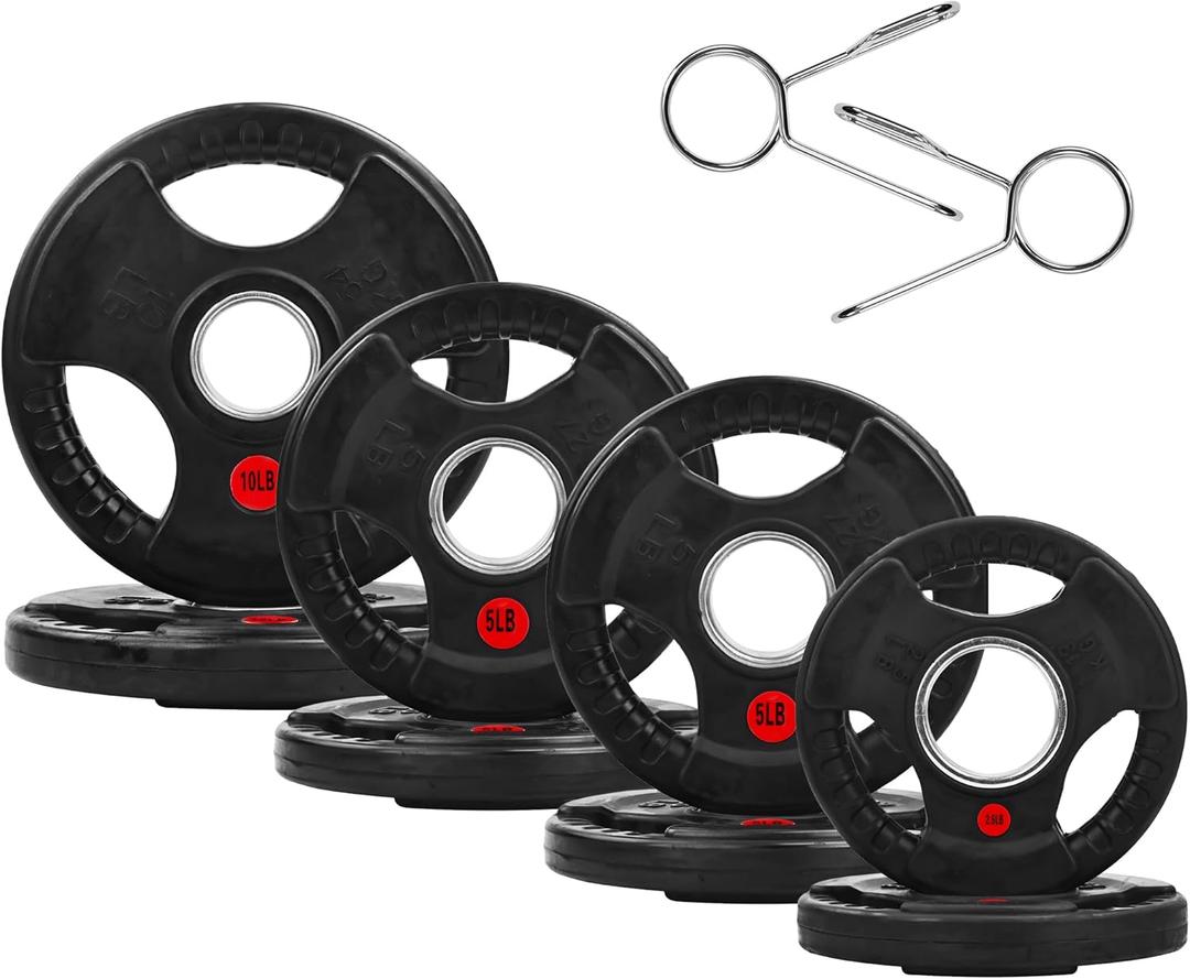 Fitvids Olympic Cast Iron 2-Inch Weight Plate for Strength Training & Weightlifting Home Gym, Multiple Weights 