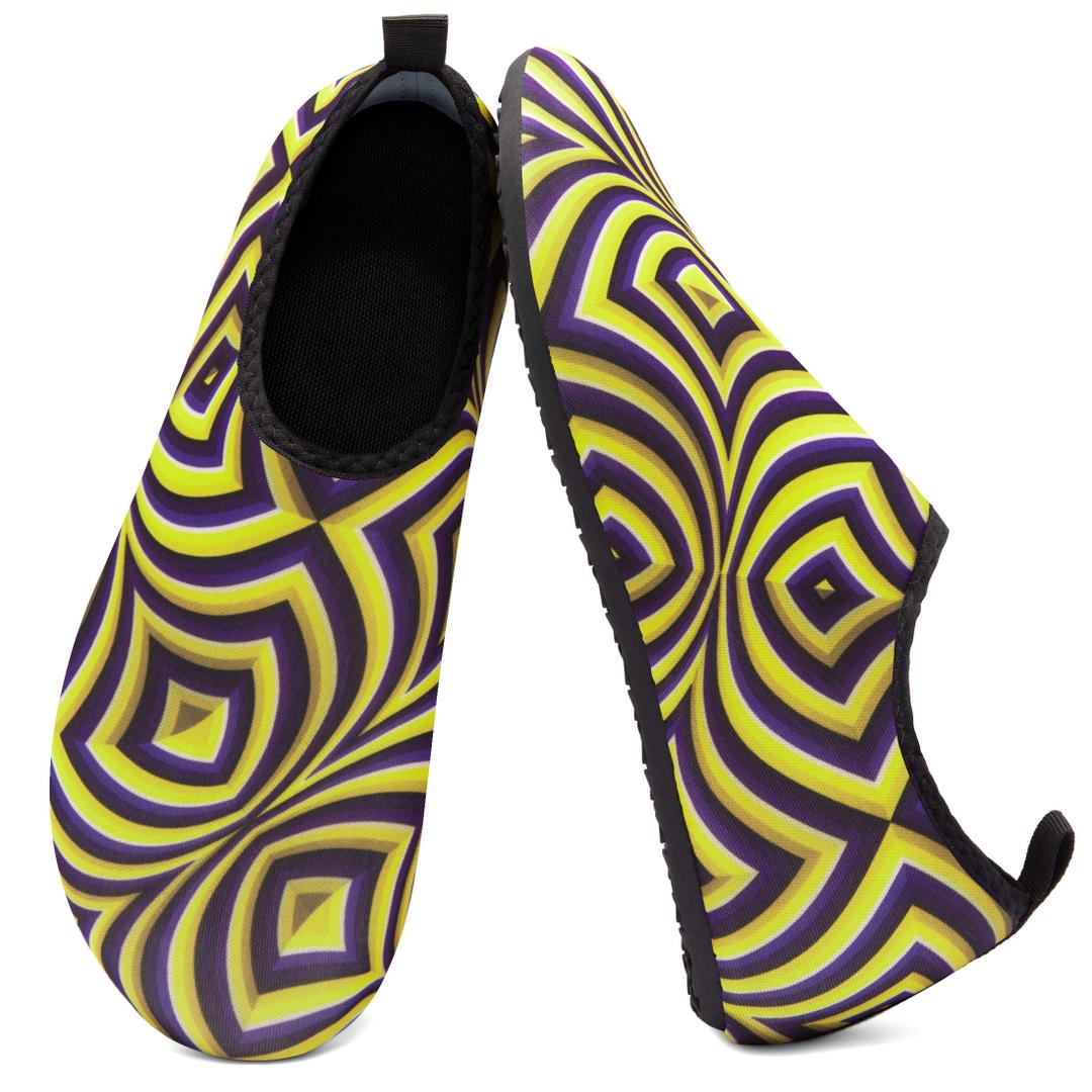 Men Women Water Shoes Quick-Dry Aqua Socks Barefoot Slip-on Summer Slippers for Beach Swim Sport Surf Yoga Exercise Spiral Yellow (Size 39)