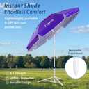AMMSUN Shade Umbrella, Premium Portable Umbrella with Stand, 6.5ft Lightweight Free Standing Canopy for Sporting Games, Adjustable Instant Sun Protection and Easy to Carry, Purple
