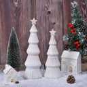 Wooden Christmas Tree Figurines with Removable Star, 2Pcs Distressed White Wood Christmas Trees, Rustic Xmas Centerpieces for Tables, Farmhouse christmas Decor Indoor (WHITE)