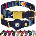 AirTag Dog Collar for Small Medium Large Breed - Adjustable Cute Pattern Dog Collar with Airtag Holder - Soft Leather Tracker GPS Apple Air Tag Pet Collars (Small, 12"-15" Neck Fit, Navajo)
