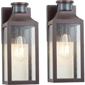 GOLDHILL Bronze Motion Sensor Outdoor Wall Light Fixture 2 Pack, Exterior Wall Lantern with E26 Base Socket, Outdoor Lights for House, Garage, Doorway, Porch