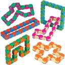 Neliblu Wacky Tracks 6 Pack Sensory Fidget Toys Snap and Click Fidget Cube Puzzles Bulk - ADHD, Autism, Stress Relief Therapy - Fidget Toys for Sensory Kids, Keeps Fingers Busy and Minds Focused