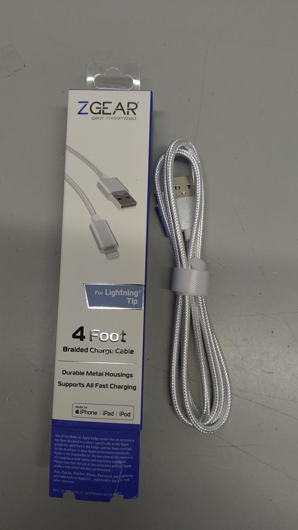 ZGEAR 4 Foot Braided Charge Cable with a Lightning Tip