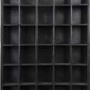 GSM Brands Shot Glass Display Case, Black Wood, Holds Set of 30 Glasses (16.7 x 12.2 - Each Opening Measures 2.52 x 2.13)