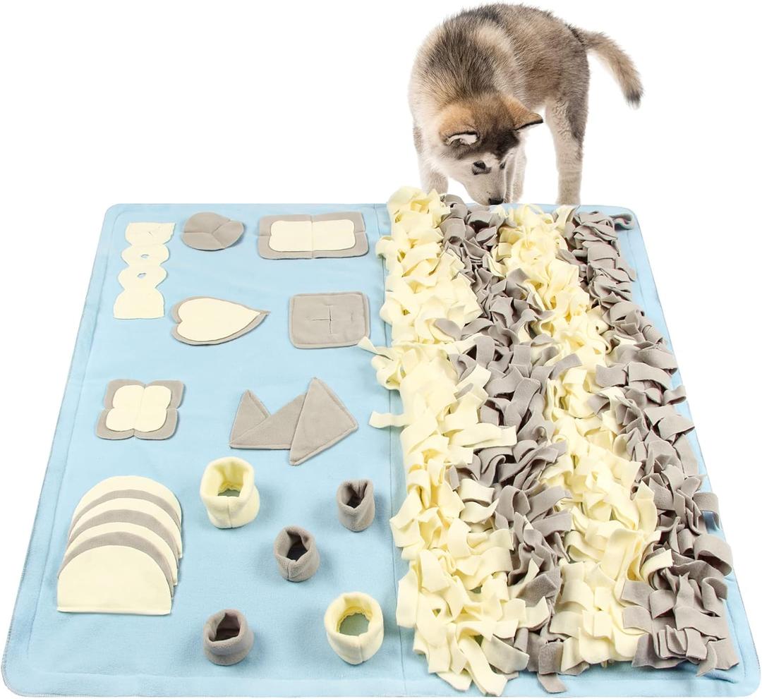 Snuffle Mat for Small Large Dogs (39.4" x 39.4") - Nosework Feeding, Easy to Fill, Machine Washable Training, Pet Activity/Toy/Play, Great for Stress Release - L & Blue