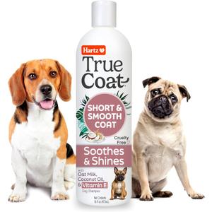 2 x True Coat Short & Smooth Coat Dog Shampoo, 5 in 1 Soothes & Shines with Oat Milk, Coconut Oil & Vitamin E, 16 oz