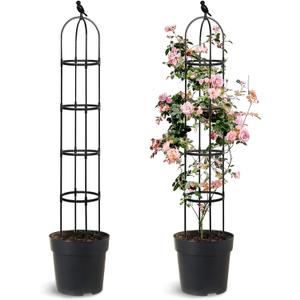 2 Pack Trellis for Climbing Planting Outdoor, 6ft Plant Trellis-Rustproof Metal Pipe with Heavy Duty Plastic Coated, Potted Plant Support for Clematis Vine Jasmine Support