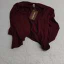 Women's 3/4 Sleeve Open Front Cardigan V-Neck Knit Cropped Bolero Shrug Sweater for Women (A10-magenta) M