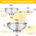 Stainless Steel Canning Funnel with Strainer, 3 Piece Wide & Regular Mouth Jar Funnels Set, Large & Small Metal Funnels with Detachable Umbrella Strainer, for Mason Jars, Jam, Liquids, Dry Goods