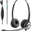 Wantek RJ9 Telephone Headset with Microphone Noise Cancelling, Office Phone Headset Compatible with Plantronics S12 Polycom VVX310 VVX410 VVX411 Avaya 1416 ShoreTel 230 Allworx NEC Landline Phones