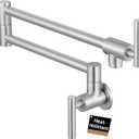 KES Pot Filler Faucet Brushed Nickel, 26" Over Stove Pot Filler with Heat-Resistant Cartridge, Kitchen Wall Mount Faucet with 360 Swing Arm, Stainless Steel, NSF Certified, KN927LFF18-BS