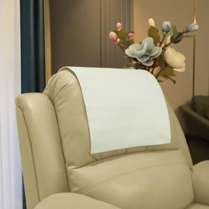 Premium Headrest Cover for Recliner Chair,Flame Retardant Faux Leather Headrest Protector for Furniture, Theater Seat Cover Head Protector Cover for Home & Office Sofa,16Wx27L, Ivory